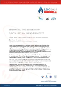 Embracing the Benefits of Digitalisation in Lng Projects