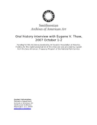 Oral History Interview with Eugene V. Thaw, 2007 October 1-2