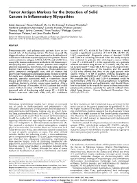 Tumor Antigen Markers for the Detection of Solid Cancers in Inflammatory Myopathies