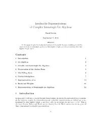 Irreducible Representations of Complex Semisimple Lie Algebras