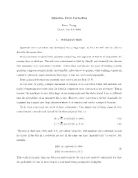 Quantum Error Correction