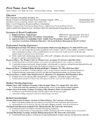 First Name, Last Name Home Address, City, State, Zip Code – Personal Email Address – Phone Number