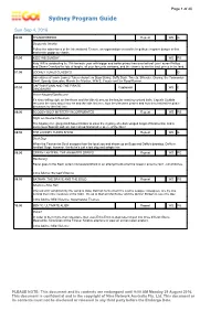 Sydney Program Guide