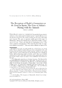 The Reception of Rashi's Commentary On