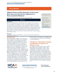 Adipose Tissue As Pain Generator in the Lower Back and Lower Extremity