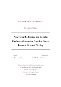 Analyzing the Privacy and Societal Challenges Stemming from the Rise of Personal Genomic Testing