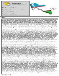 Critical Transitions Artical Name : Contest for Succession In