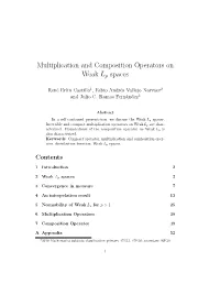 Multiplication and Composition Operators on Weak Lp Spaces