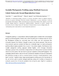 Scalable Phylogenetic Profiling Using Minhash Uncovers Likely Eukaryotic Sexual Reproduction Genes