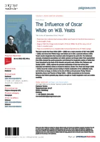 The Influence of Oscar Wilde on W.B. Yeats "An Echo of Someone Else’S Music"