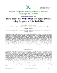 Transmission of Audio Over Wireless Networks Using Raspberry Pi in Real-Time