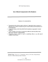 Use of Blood Components in the Newborn