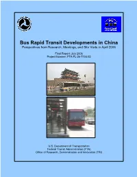 China Bus Rapid Transit Developments Final Report