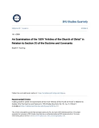 Articles of the Church of Christ” in Relation to Section 20 of the Doctrine and Covenants