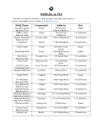 Ballfields on PEI *This List Is Incomplete