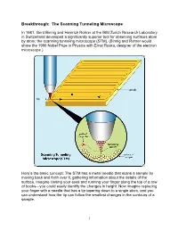 Breakthrough: the Scanning Tunneling Microscope