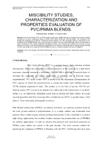 Miscibility Studies, Characterization and Properties Evaluation of Pvc/Pmma Blends