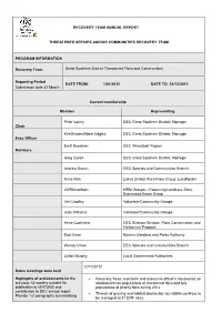 Recovery Team Annual Report