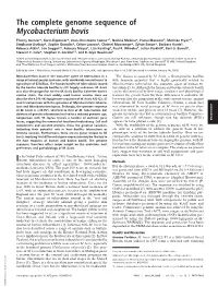 The Complete Genome Sequence of Mycobacterium Bovis