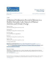 A Historical Sedimentary Record of Mercury in a Shallow Eutrophic Lake