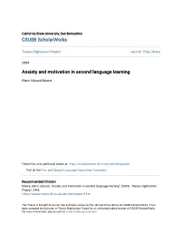 Anxiety and Motivation in Second Language Learning
