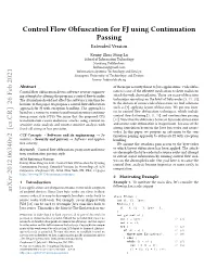 Control Flow Obfuscation for FJ Using Continuation Passing Conference’17, July 2017, Washington, DC, USA