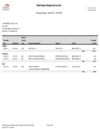 Detail Spend Analysis by Account Run Date: 11/07/2013 Report ID: Sd10007 Transaction Date: 10/01/2013 - 10/31/2013