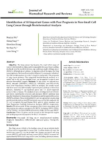 Identification of 10 Important Genes with Poor Prognosis in Non-Small Cell Lung Cancer Through Bioinformatical Analysis