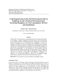 Lead Sequestration in the Soil Environment with an Emphasis on the Chemical Thermodynamics Involving Phosphate As a Soil Amendment: Review and Simulations