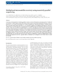 Multiplexed Microsatellite Recovery Using Massively Parallel Sequencing
