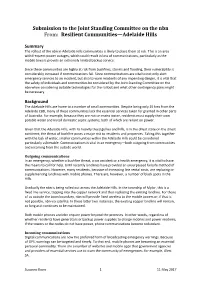 Submission to the Joint Standing Committee on the Nbn From: Resilient Communities—Adelaide Hills