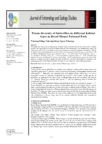 Taxon Diversity of Butterflies in Different Habitat Types in Royal