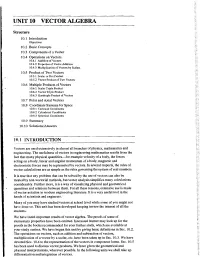Unit 10 Vector Algebra