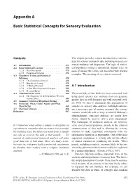 Appendix a Basic Statistical Concepts for Sensory Evaluation