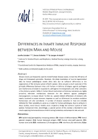 Differences in Innate Immune Response Between Man and Mouse