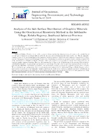 Journal of Geoscience, Engineering, Environment, and Technology Analysis of the Sub-Surface Distribution of Graphite Minerals U