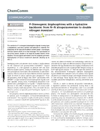 P-Stereogenic Bisphosphines with a Hydrazine Backbone: from N–N Atropoisomerism to Double Cite This: Chem