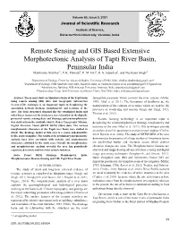 Remote Sensing and GIS Based Extensive Morphotectonic Analysis of Tapti River Basin, Peninsular India Shubhendu Shekhar*1, Y.K