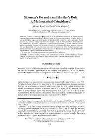 Shannon's Formula and Hartley's Rule