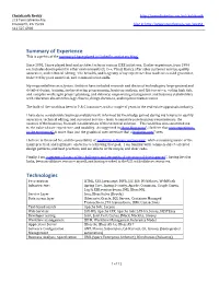 Summary of Experience Technologies