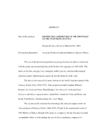 ABSTRACT Title of Dissertation: BRITISH VIOLA REPERTOIRE OF