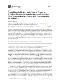 Critical Family History and Cultural Evolution: a Call for Interdisciplinary Research to Determine What Works to Replace Anger with Compassion for Social Justice