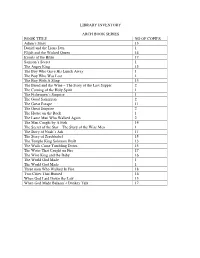 Library Inventory Arch Book Series Book Title No Of