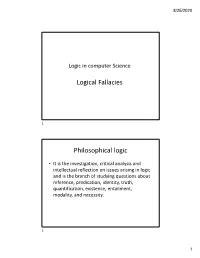 Logical Fallacies Philosophical Logic