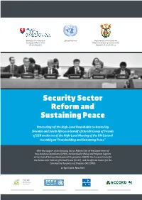 Security Sector Reform and Sustaining Peace