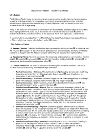 The Evidence Toolkit – Teachers' Guidance Introduction The