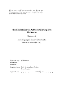 Biometriebasierte Authentifizierung Mit Webauthn