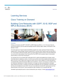 Building Core Networks with OSPF, IS-IS, BGP and MPLS Bootcamp (BCN)