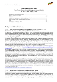 Development and Humanitarian Issues