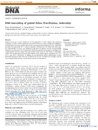 DNA Barcoding of Gobiid Fishes (Perciformes, Gobioidei)